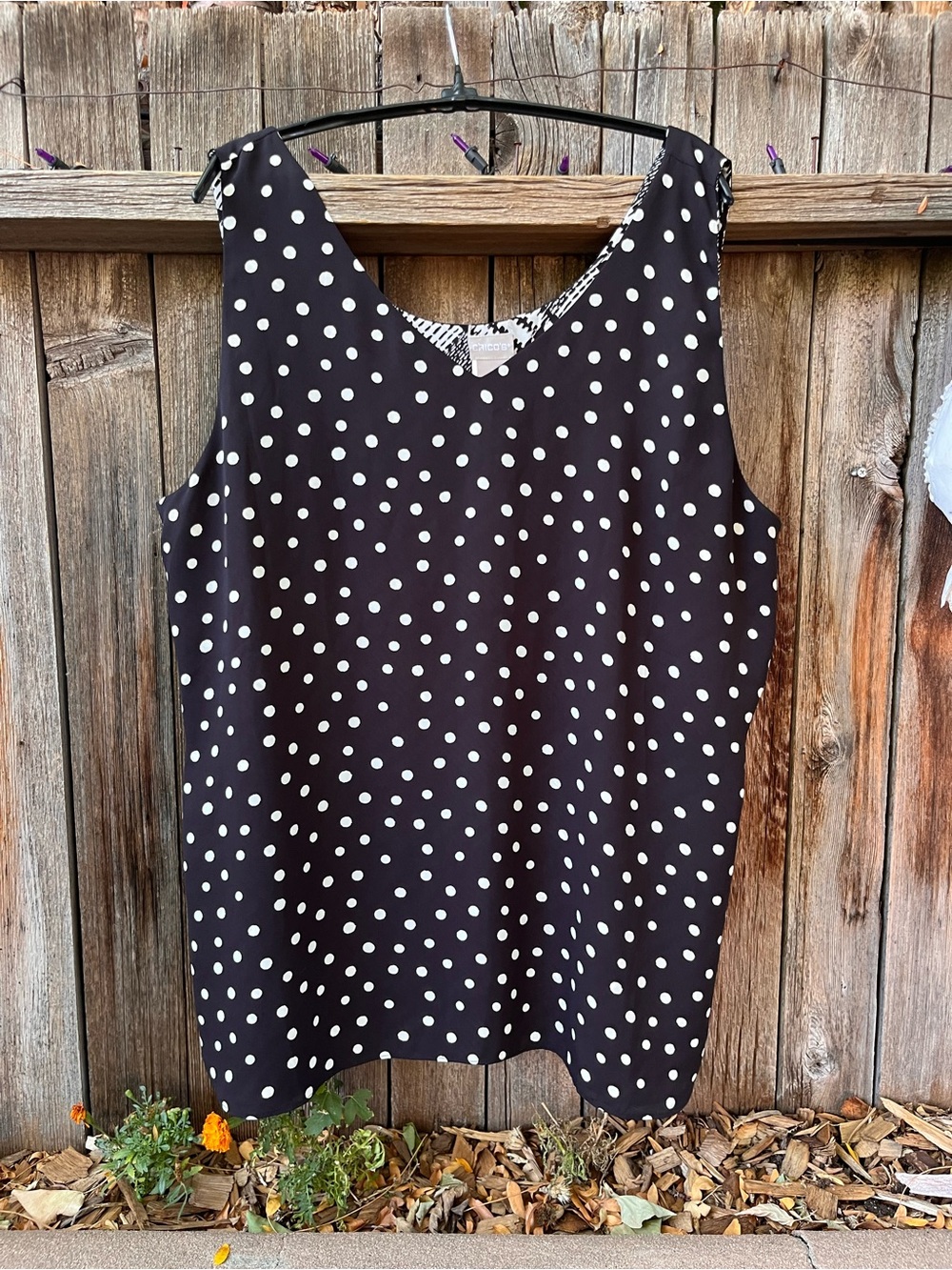 Chico’s Black Polka Dot Sleeveless Top Reversible - Classic Houndstooth Tank